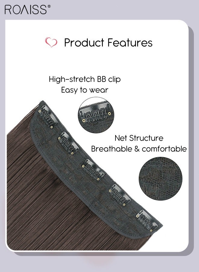 roaiss وصلات شعر بمشبك، وصلة شعر مجعد قطعة واحدة مع 5 مشابك، قطعة شعر صناعية مقاومة للحرارة للنساء والفتيات، 55 سم (22 بوصة) - Image 4