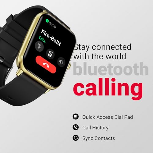Fire-Boltt Fire‑Boltt Ninja Call Pro Plus Bluetooth Calling Smart Watch, 1.83″ HD Display,AI Voice Assistant, 120+ Sports Modes, IP67 Waterproof, SpO2 & Heart Rate Monitor Smartwatch for Men & Women - Gold Black - Image 4