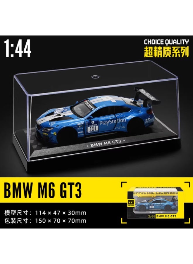 نموذج سيارة بي إم دبليو M6 GT3 بمقياس 1:44 مصنوع من معدن الزنك مع صندوق عرض أكريليكي - Image 1
