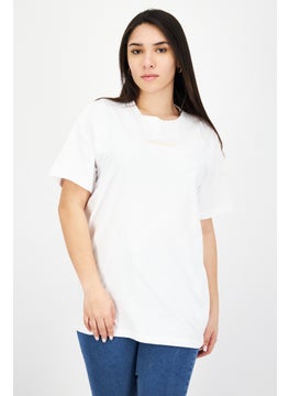 Women Oversize Crew Neck Fit Short Sleeve T-Shirt, White