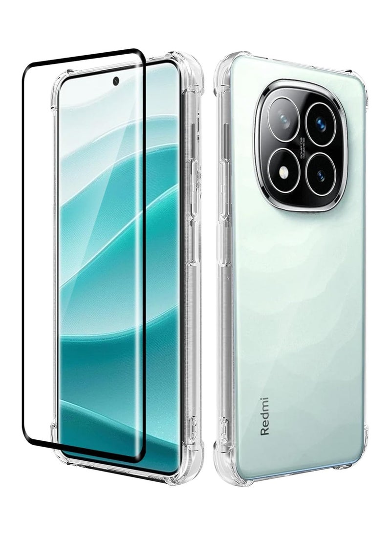 Muzz Case for Xiaomi Redmi Note 14 Pro+/Redmi Note 14 Pro Plus 5G Ultra Transparent Anti-Scratch TPU Cover Case Full-Body Protection Shock Absorption Rugged Bumper Cover with 1 Tempered Glass  - Image 1