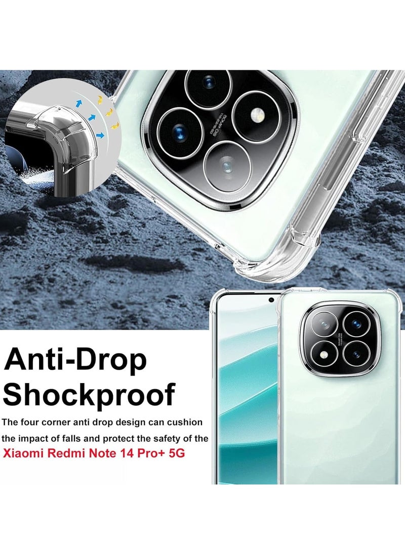Muzz Case for Xiaomi Redmi Note 14 Pro+/Redmi Note 14 Pro Plus 5G Ultra Transparent Anti-Scratch TPU Cover Case Full-Body Protection Shock Absorption Rugged Bumper Cover with 1 Tempered Glass  - Image 2
