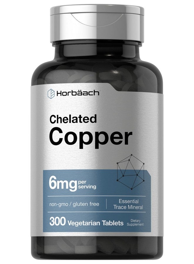 Horbäach Chelated Copper Supplement 6mg | 300 Tablets | Essential Trace Mineral | Vegetarian, Non-GMO, Gluten Free - Image 1