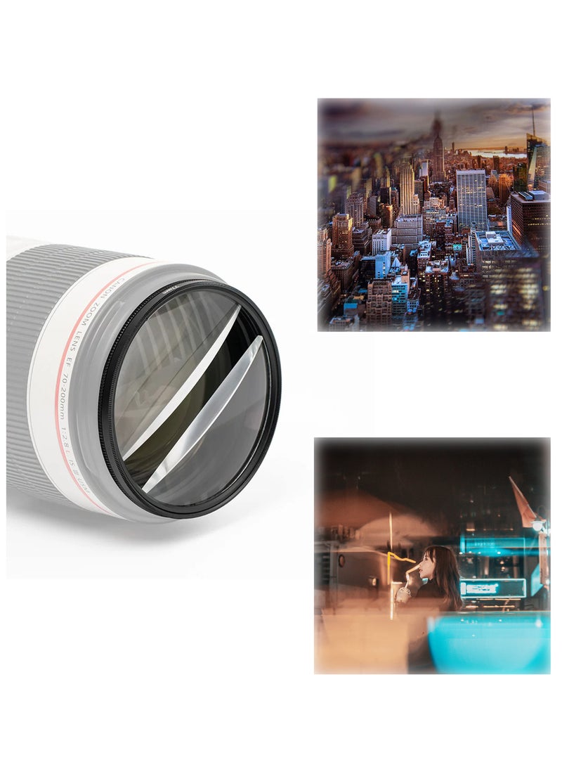 Camera Filter Accessories, 77mm Split Diopter Prism Camera Filter Double Glass Split Diopter Lens Filter Blur Zoom Center Filter for SLR Cameras Special Effect Filter - Image 1
