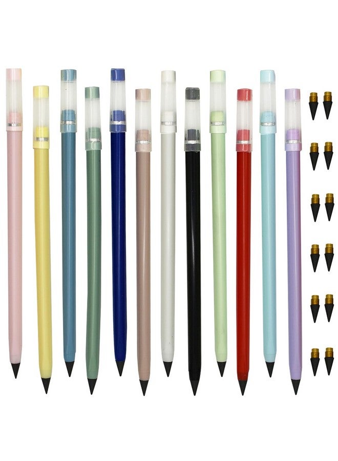 مايداهوي 12 قطعة من أقلام الرصاص الدائمة بدون حبر مع ممحاة، قلم رصاص سحري لا متناهي قابل لإعادة الاستخدام مع 12 طرفًا قابلًا للاستبدال، ألوان ماكارون موراندي للمدرسة والطلاب والحفلات والمكتب - Image 1