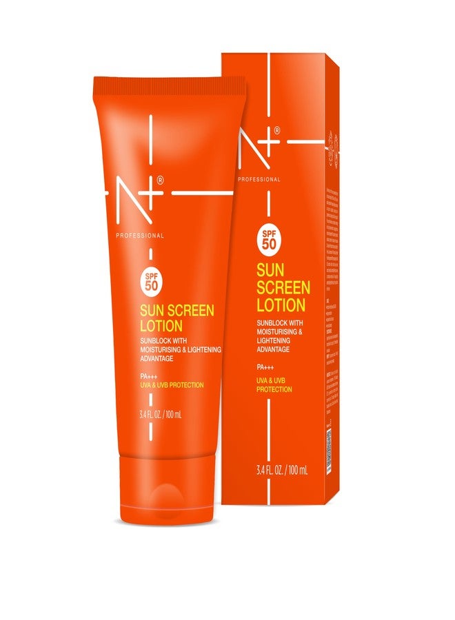 N Plus Professional Sun Screen Lotion SPF 50, UVA & UVB Protection, Sunblocking with Moisturising & Lightening Advantage, 100 ml - Image 3