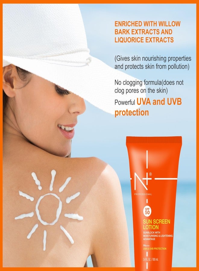 N Plus Professional Sun Screen Lotion SPF 50, UVA & UVB Protection, Sunblocking with Moisturising & Lightening Advantage, 100 ml - Image 5