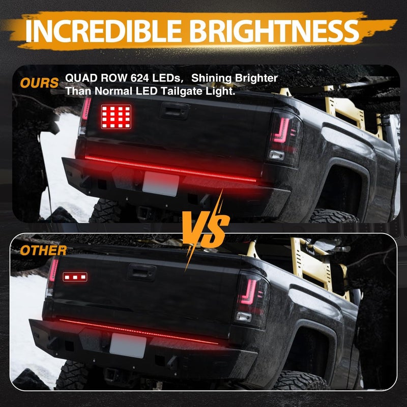 Niking Auto 60 Inch LED Truck Tailgate Light Strip - Quad Row Bed Tail Light with 5 Functions - Image 3