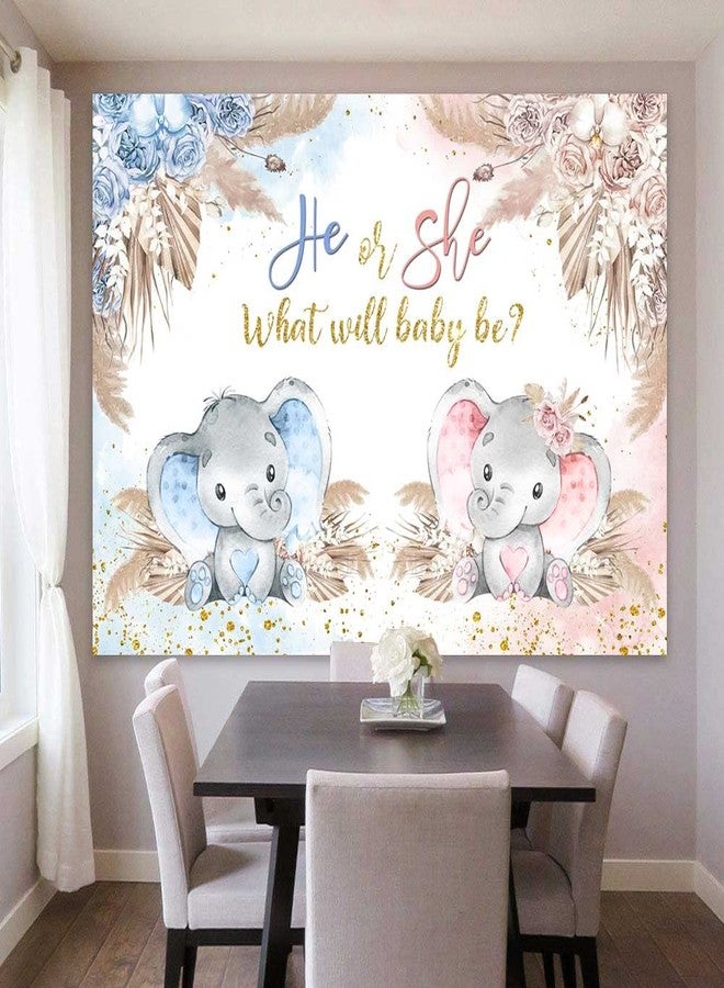 Sensfun Boho Elephant Gender Reveal Backdrop for Party Decorations He or She What Will Baby Be Gender Reveal Photography Background Pampas Grass Boy or Girl Baby Shower Backdrops Photoshoot 7x5ft - Image 3