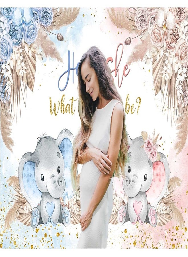 Sensfun Boho Elephant Gender Reveal Backdrop for Party Decorations He or She What Will Baby Be Gender Reveal Photography Background Pampas Grass Boy or Girl Baby Shower Backdrops Photoshoot 7x5ft - Image 2