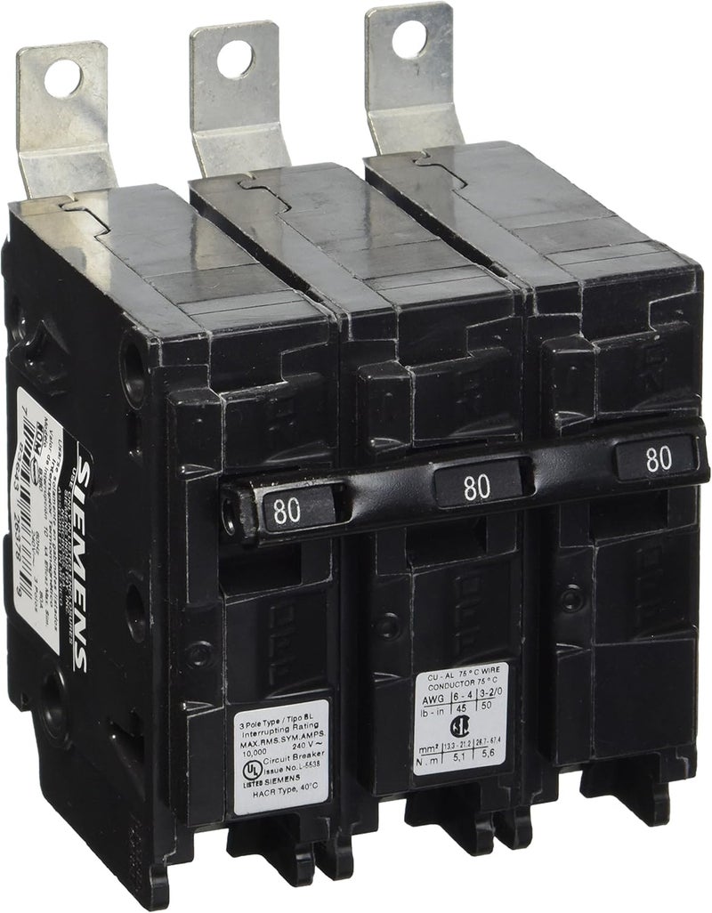 SIEMENS SIEMENS B380 80Amp Three Pole 240Volt 10KAIC Bolt in Breaker COLOR 