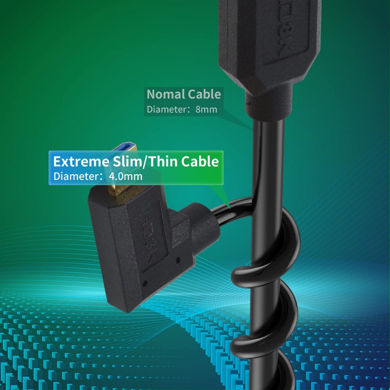 دوتك كابل تمديد قصير رفيع جدًا بزاوية قائمة من Micro HDMI ذكر إلى HDMI أنثى، يدعم 48Gbps وفيديو فائق الوضوح 8K إلخ. 1 قدم/30 سم - Image 5