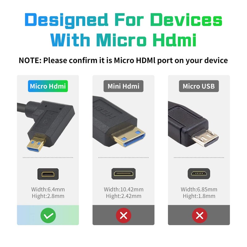 دوتك كابل تمديد قصير رفيع جدًا بزاوية قائمة من Micro HDMI ذكر إلى HDMI أنثى، يدعم 48Gbps وفيديو فائق الوضوح 8K إلخ. 1 قدم/30 سم - Image 4