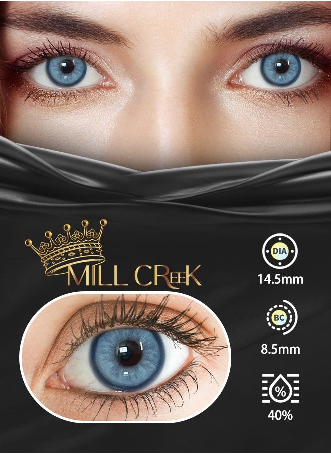 Mill Creek Mill creek color contact lenses 14.5MM hydrogel lenses can be used for 6 months 1 pair of 2 blue glasses  - Image 1