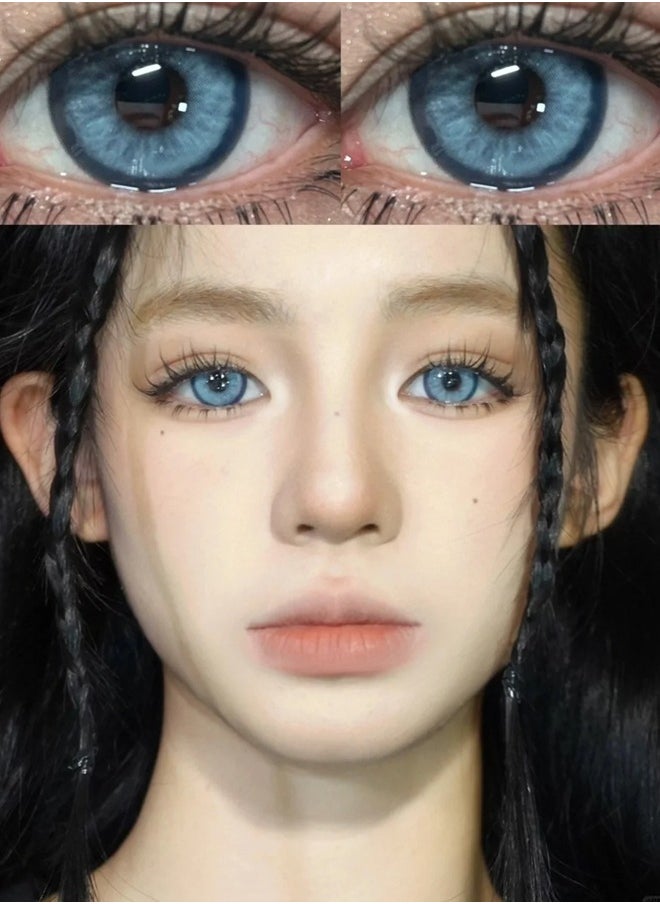 Mill Creek Mill creek color contact lenses 14.5MM hydrogel lenses can be used for 6 months 1 pair of 2 blue glasses  - Image 2