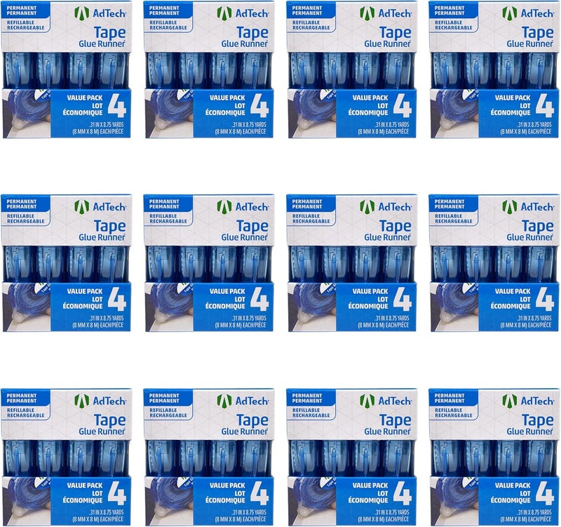 Adtech Glue Runner For Scrapbooking Supplies, case pack, Clear 4 Count (Pack of 12) cartridges,05603-CASE - Image 1