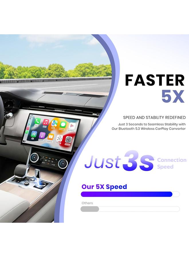 Wireless CarPlay Adapter for iPhone, Convert Wired to Wireless Apple CarPlay Adapter, Mini Size with Extension Cable USB & USB-C/Type-C, Stable Control & No Delay, Black - Image 3