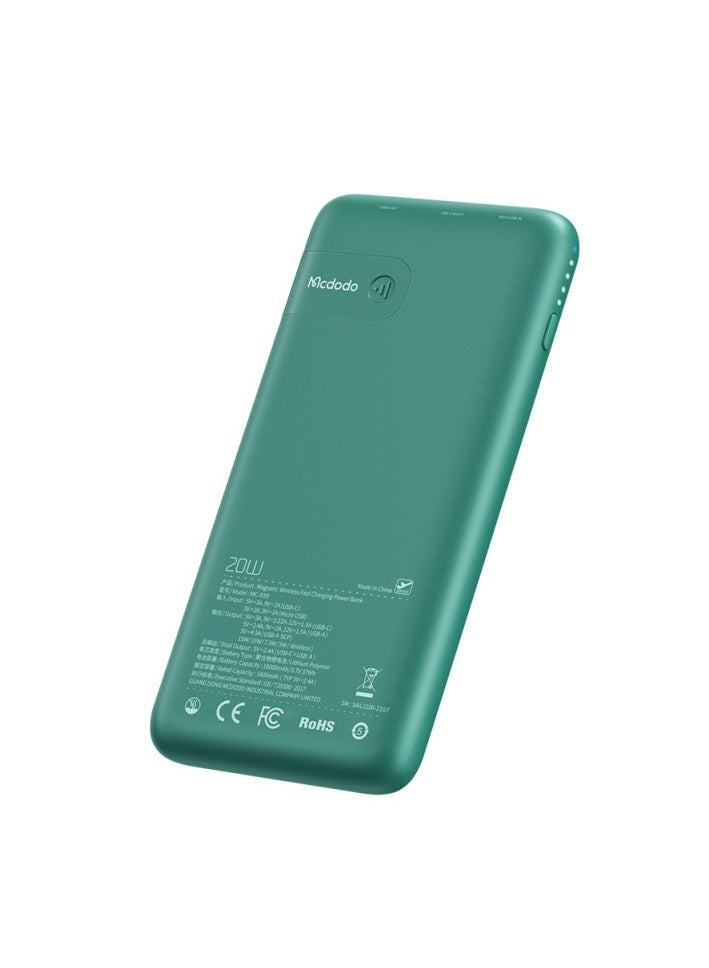 Mcdodo MC-5590 20W Fast Charging MagSafe 10000mAh Wireless Powerbank Green - Image 2