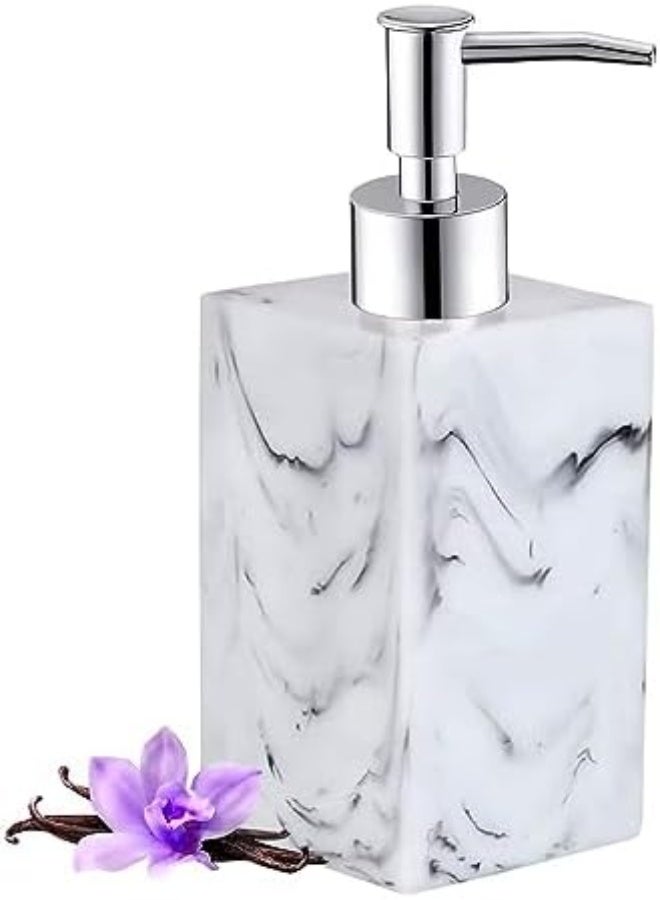 AKDC Soap Dispenser For Bathroom Kitchen Countertop Lotion Liquid Dispenser Soap Bottle Ceramic Soap Pump Marble Hand Soap Dispenser17 Oz White - Image 2