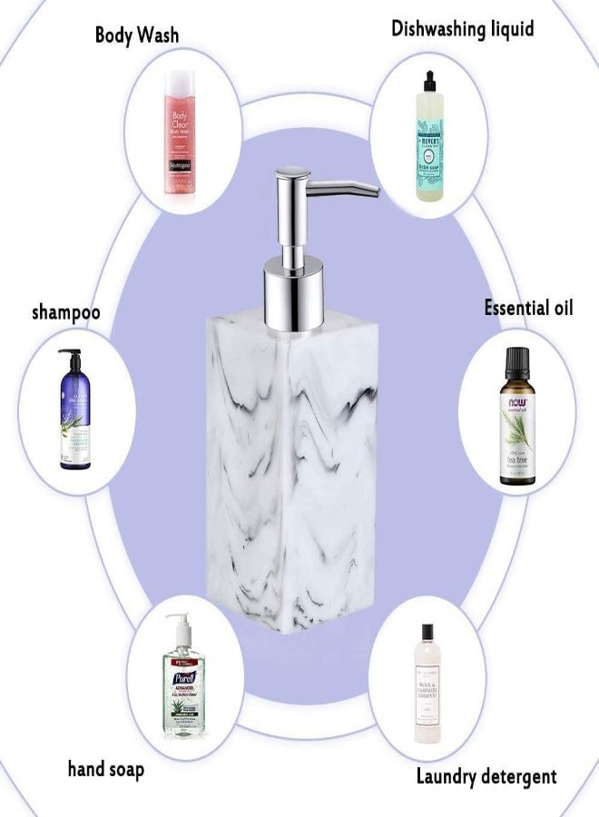 AKDC Soap Dispenser For Bathroom Kitchen Countertop Lotion Liquid Dispenser Soap Bottle Ceramic Soap Pump Marble Hand Soap Dispenser17 Oz White - Image 4