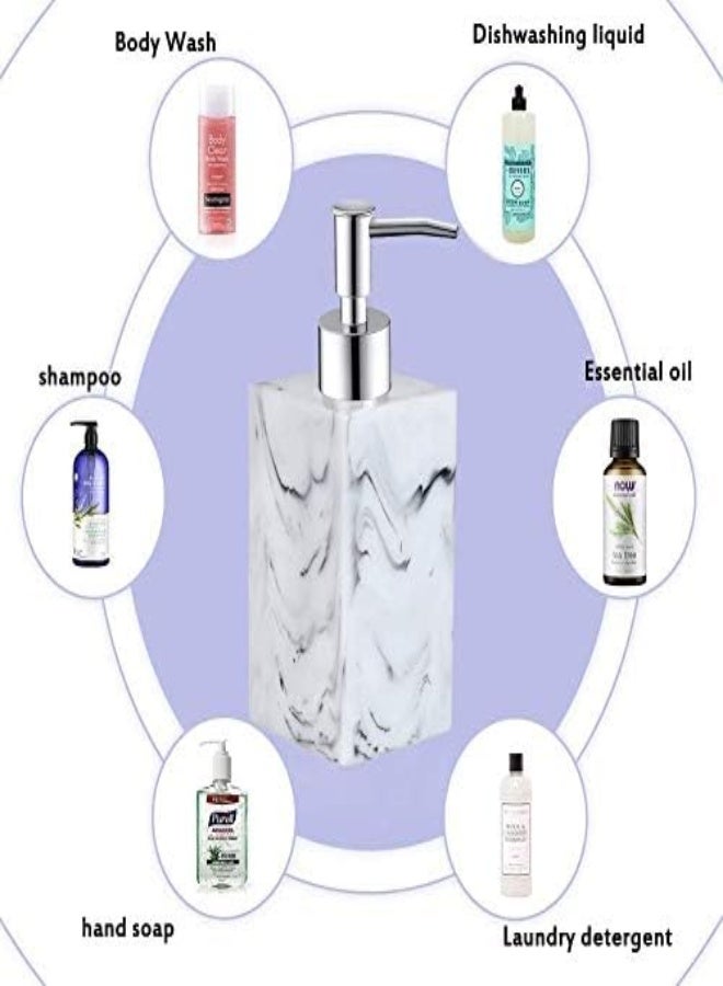AKDC Soap Dispenser For Bathroom Kitchen Countertop Lotion Liquid Dispenser Soap Bottle Ceramic Soap Pump Marble Hand Soap Dispenser17 Oz White - Image 5
