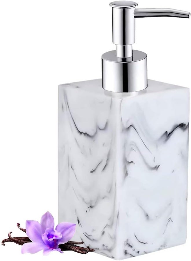 AKDC Soap Dispenser For Bathroom Kitchen Countertop Lotion Liquid Dispenser Soap Bottle Ceramic Soap Pump Marble Hand Soap Dispenser17 Oz White - Image 3