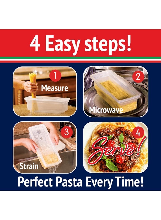 Fasta Pasta The Original Fasta Pasta Microwave Cooker with Lid & Built-in Strainer-No More Messes, Waiting for Water to Boil, or Sticky Noodles-Perfect Al Dente Pasta Every time- Patented Design, It Really Works - Image 2