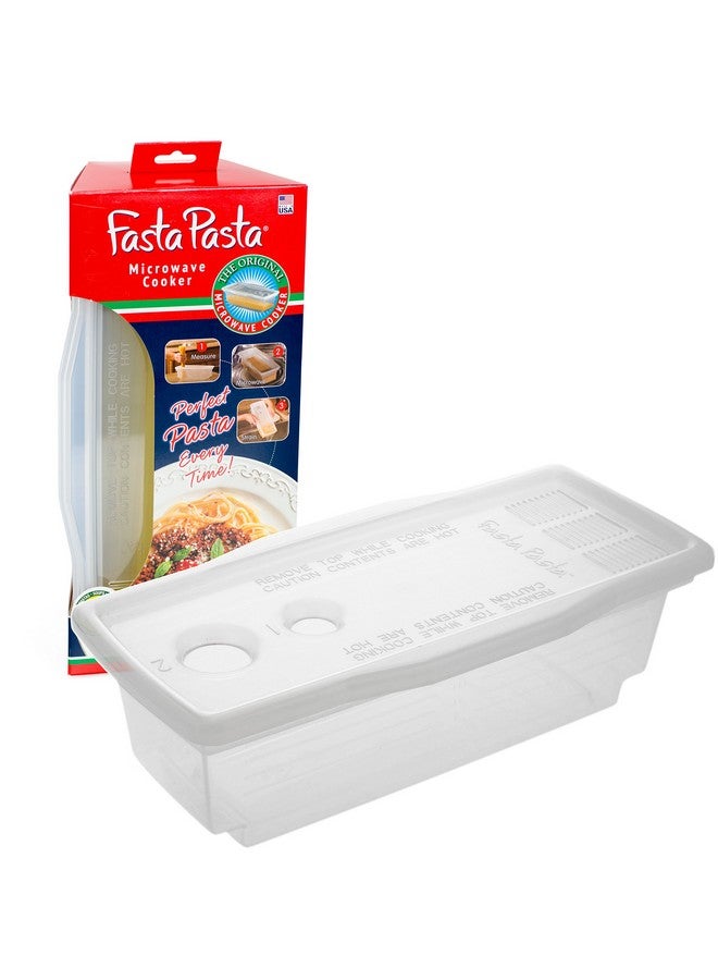 Fasta Pasta The Original Fasta Pasta Microwave Cooker with Lid & Built-in Strainer-No More Messes, Waiting for Water to Boil, or Sticky Noodles-Perfect Al Dente Pasta Every time- Patented Design, It Really Works - Image 1
