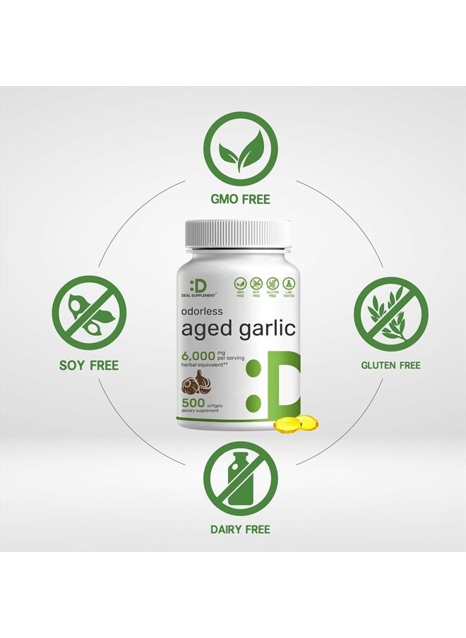 DEAL SUPPLEMENT Odorless Aged Garlic Pills, 6,000mg Per Serving, 500 Softgels – 24:1 Garlic Oil Extract – Fresh Allium Sativum Bulb Source – Heart & Immune Antioxidant Supplements – Non-GMO  - Image 3