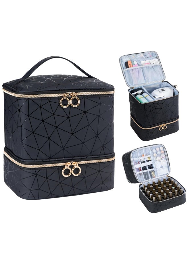 XiuWoo Nail Polish Organizer Bag Holds 30 Bottles Nail Polish & Nail Kit -Nail Polish Storage Organizer Nail Polish Bag Nail Supplies Organizer Case for nail tech - Image 1