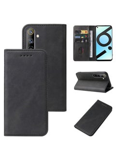 HuHa Case Cover For Realme 6i India Magnetic Closure Leather Phone Case Black 