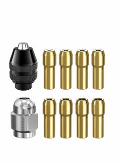Y&D Drill Chuck Collet Set for Dremel, 1/32" to 1/8" Replacement 4486 Keyless Bit Shank Rotary Tool Quick Change Adapter with 4485 Brass Nut  - Image 1