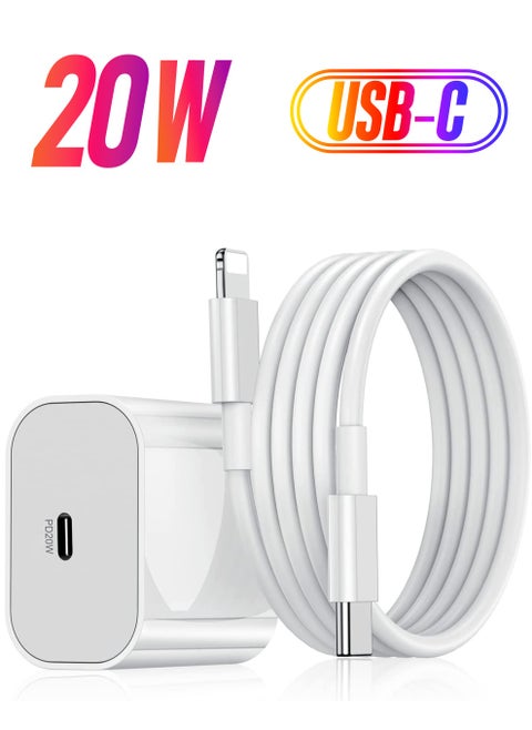 20W Type C Fast Charger Adapter for iphone 14 pro/ 14 pro max/14/13/12/11, USB C Fast Charging Plug with Cable 1M