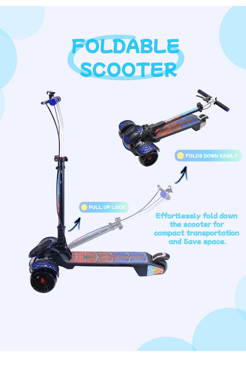 EASY FUTURE Handle Brake, Rear Brake, LED PU Wheels & Music Kick Scooter with Foldable & Height Adjustable Handle Scooters for Kids 3 to 8 Years - Image 2
