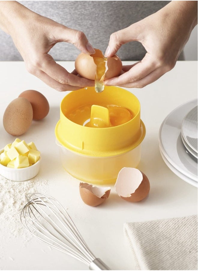 Generic Egg Separator, 2 Pcs Egg Separator Yolk White Separator, Egg White Filter Storage Box, Egg White Filter Divider Kitchen Tool, for Kitchen Cooking Baking(Yellow)  - Image 1