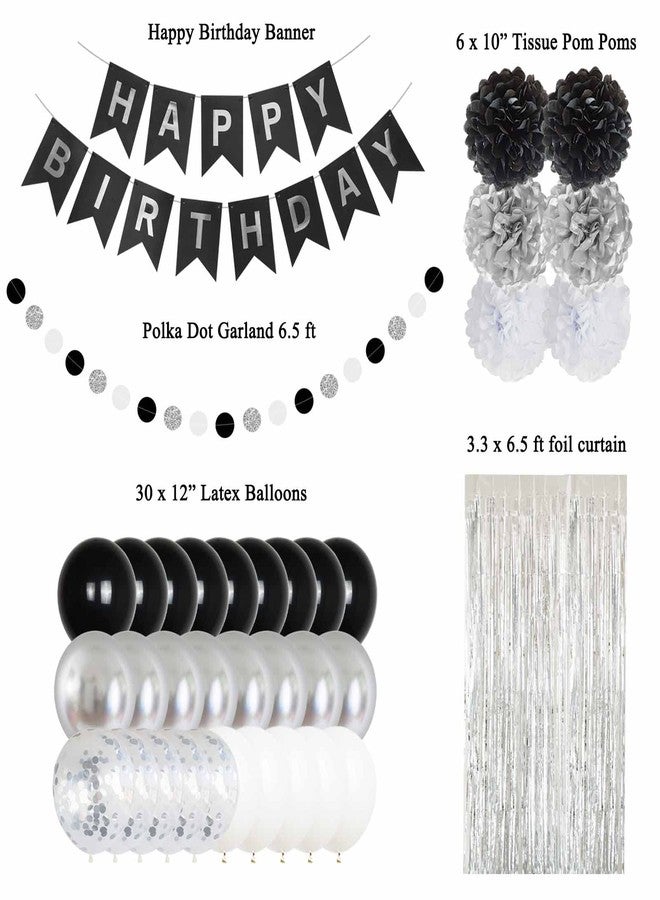 ANSOMO Black and Silver Happy Birthday Party Decorations Banner Balloons Women Men Boys Girls Him Her 13th 15th 16th 18th 20th 21st 25th 30th 35th 40th 45th 50th - Image 2