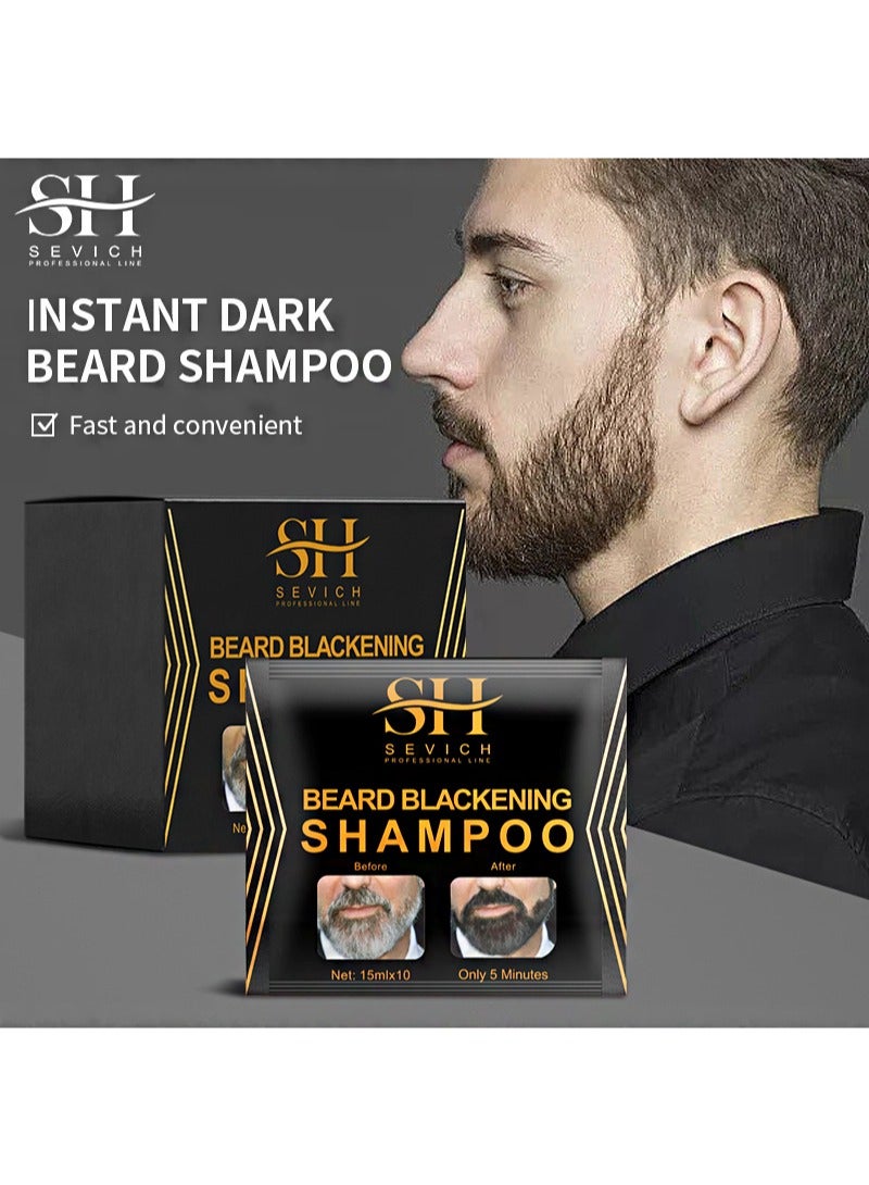 Black Beard Color Shampoo, Beard Care Repair Gray Cap Beard Conditioner Softener, Fragrance Free (10pcs)