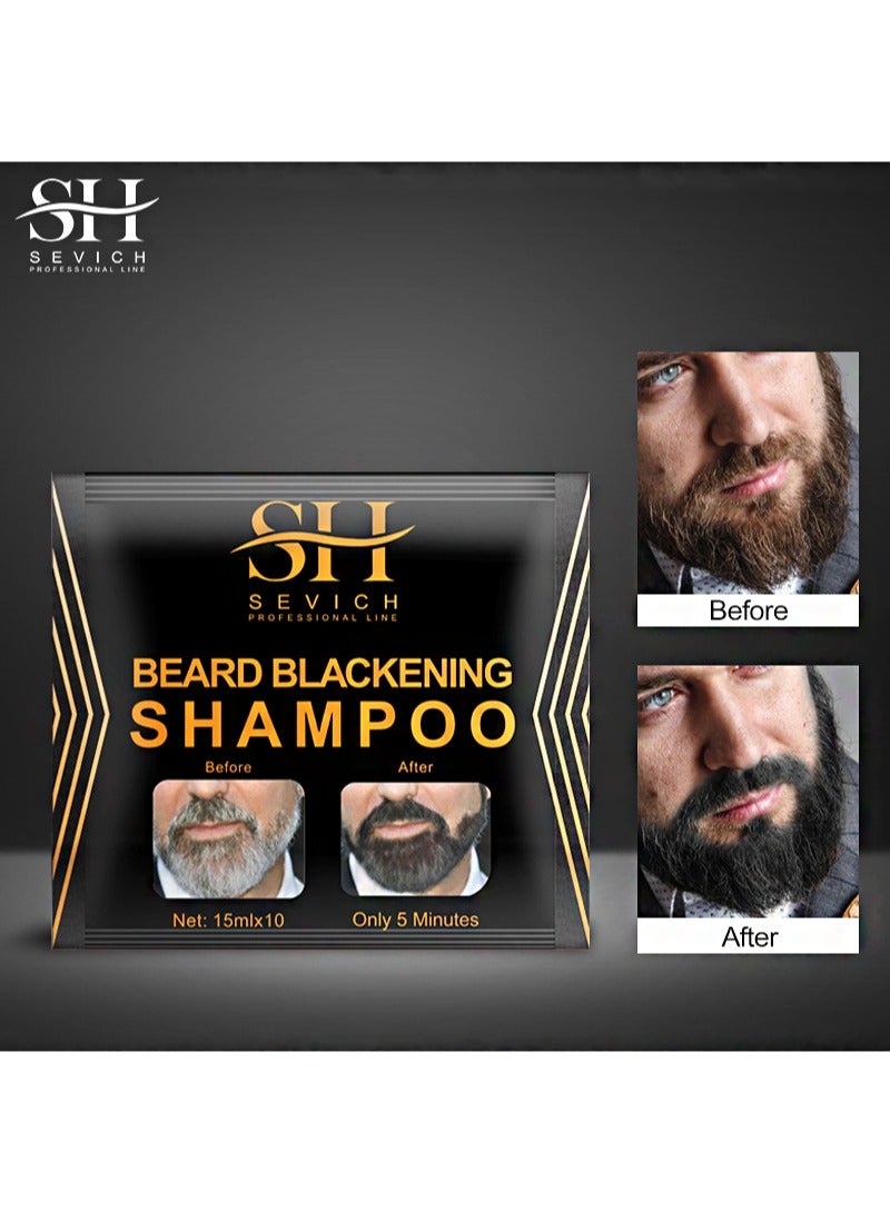 Black Beard Color Shampoo, Beard Care Repair Gray Cap Beard Conditioner Softener, Fragrance Free (10pcs)