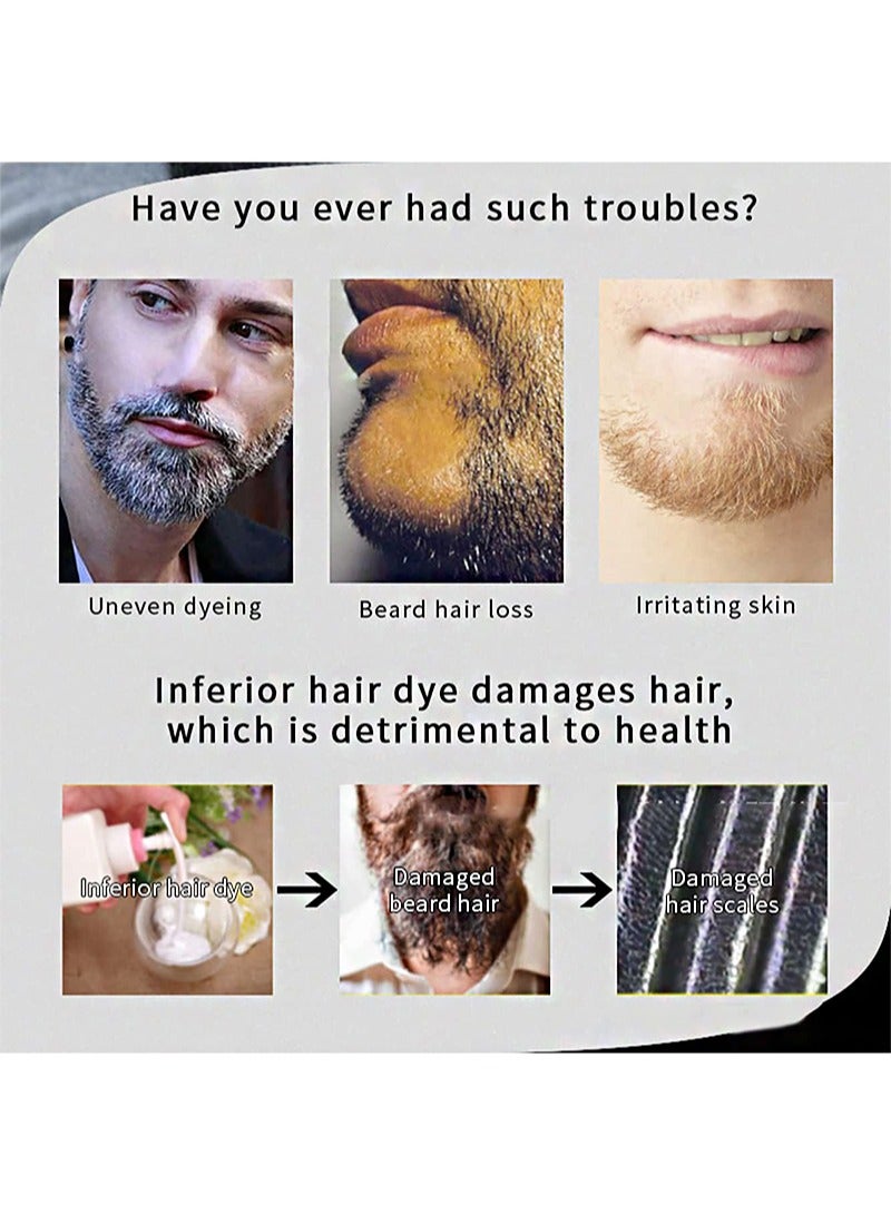 Black Beard Color Shampoo, Beard Care Repair Gray Cap Beard Conditioner Softener, Fragrance Free (10pcs)