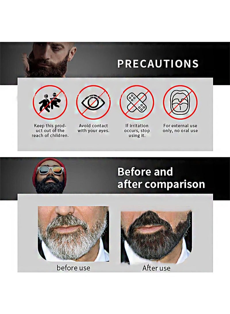 Black Beard Color Shampoo, Beard Care Repair Gray Cap Beard Conditioner Softener, Fragrance Free (10pcs)