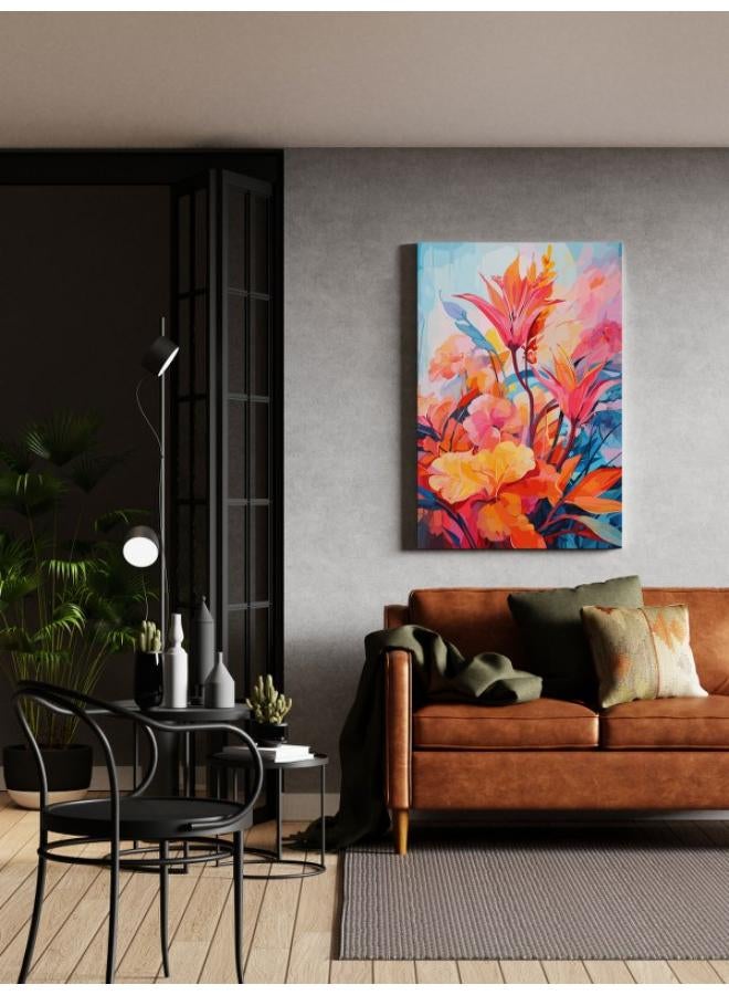 Home Gallery Watercolor jungle flowers painting colorful floral abstract background - Image 3