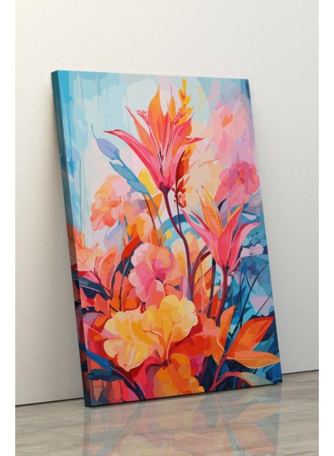 Home Gallery Watercolor jungle flowers painting colorful floral abstract background - Image 4