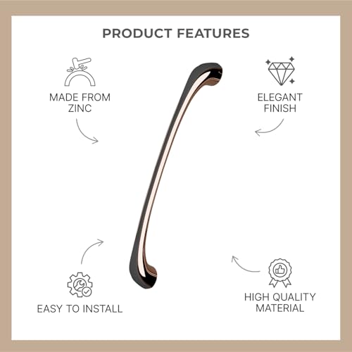 LAPO 6 Inch Cabinet Handle for Daily Usage, Works Well for Drawer Units & Wardrobe, Reliable Grip Support, Easy Fit Installation, Rust Resistant, Hole to Hole Size 13.2 cm (Black Rose Gold, Pack of 6) - Image 3