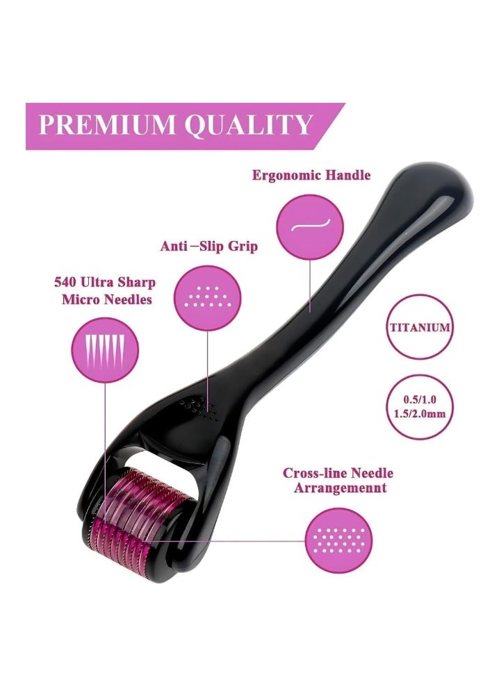 ديرما رولر من التيتانيوم 0.75 مم - أسطوانة دقيقة لتدليك البشرة لنمو الوجه والشعر واللحية - Image 5