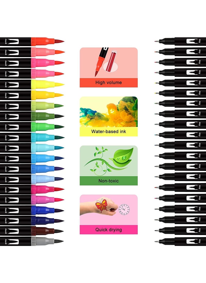 Swift 36 Pcs Dual Tip Brush Markers Pens for Coloring, Fine Art Markers for Kids Adult Coloring Books Bullet Journal Note Taking Lettering Drawing Craft Supplies  - Image 3
