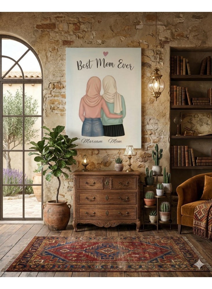 Home Gallery Custom Mom & Daughter Canvas with Your Chosen Name for the Daughter - Image 1