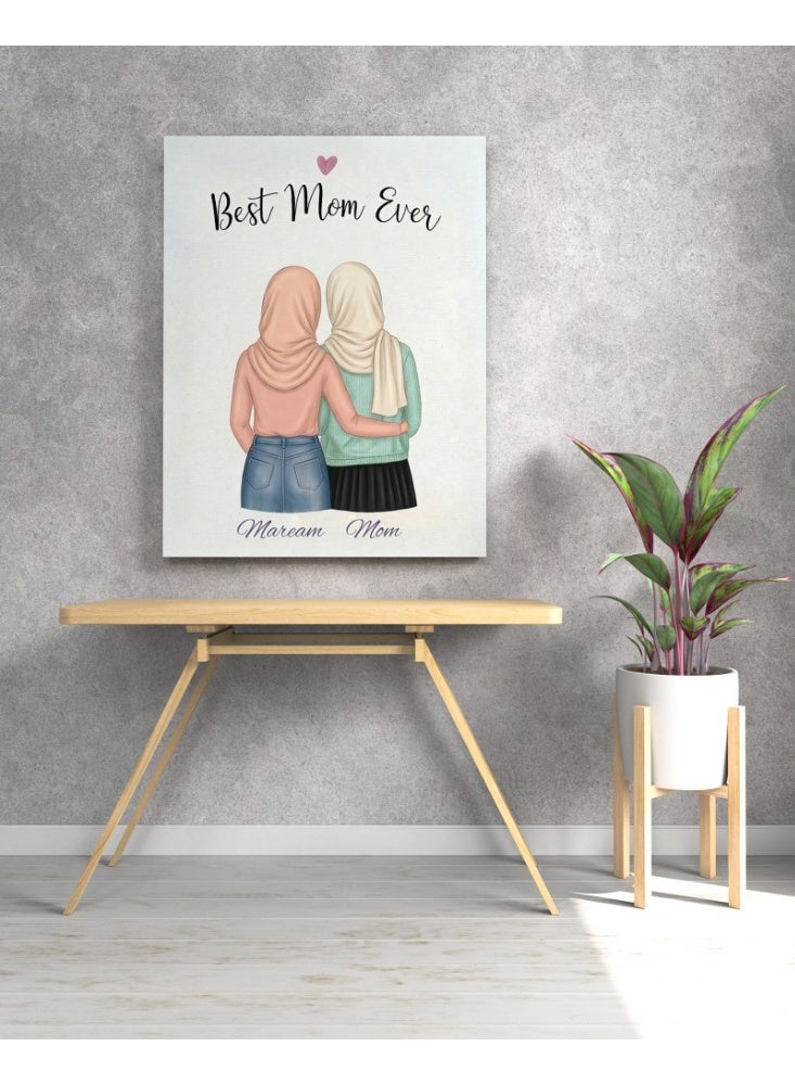 Home Gallery Custom Mom & Daughter Canvas with Your Chosen Name for the Daughter - Image 4