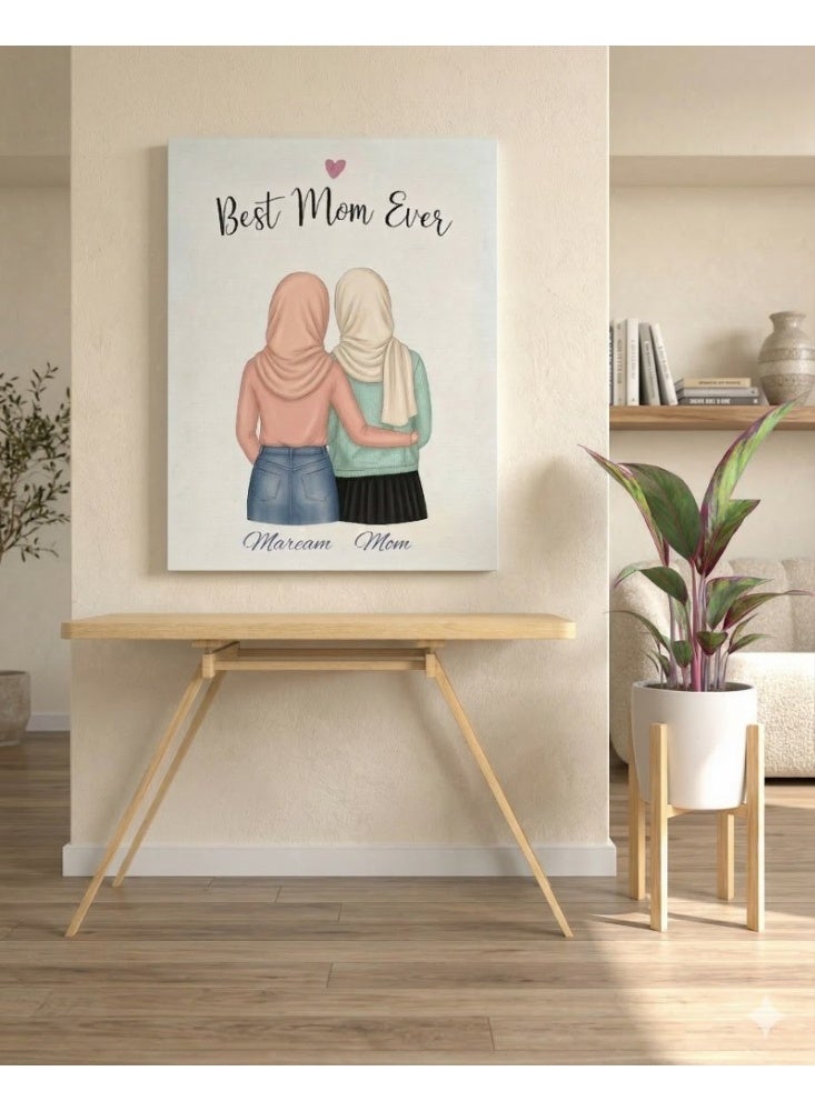 Home Gallery Custom Mom & Daughter Canvas with Your Chosen Name for the Daughter - Image 3