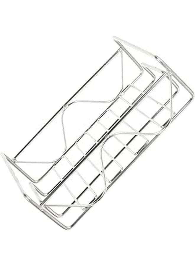 Stainless Steel Wall Mounted Shower Basket Adhesive No Drilling Bathroom Organizer - Image 1