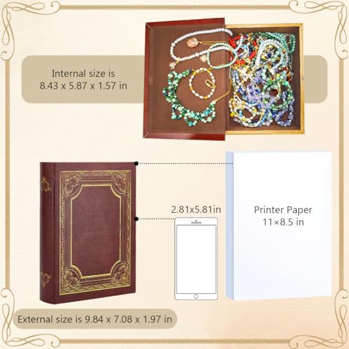GLASSWINDS Decorative Book Box, Vintage Storage Book Box Fake Books Boxes, Books Shaped Trinket Storage Boxes Leather Embossed Faux Letter for Hidden Jewelry, Photos, Greeting Cards, Remotes - Image 3